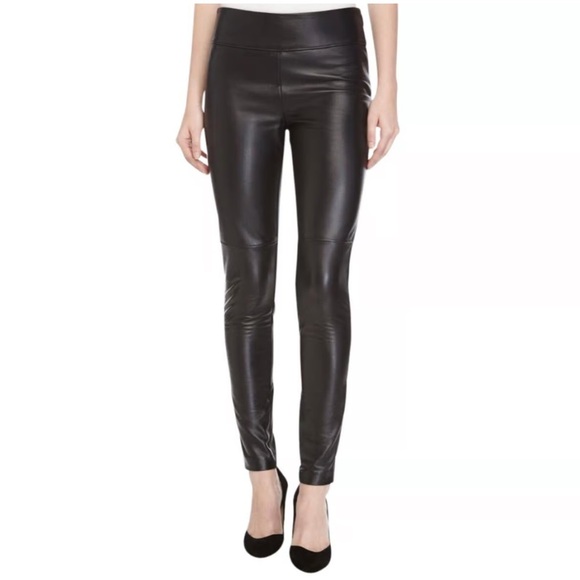 Nicole Miller Artelier Leather Pants Black 8 - Picture 1 of 9